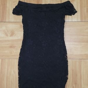 Sexy black lace mini dress